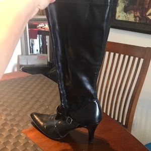 Black paten leather-ish boots